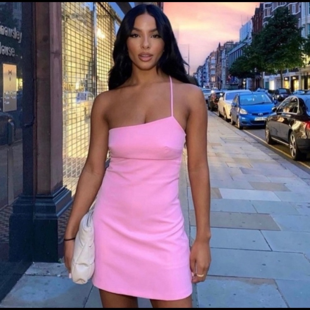NWOT ZARA PINK ASYMMETRIC DRESS